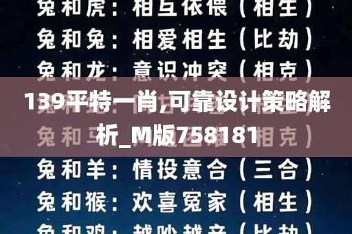 139平特一肖,可靠设计策略解析_M版758181