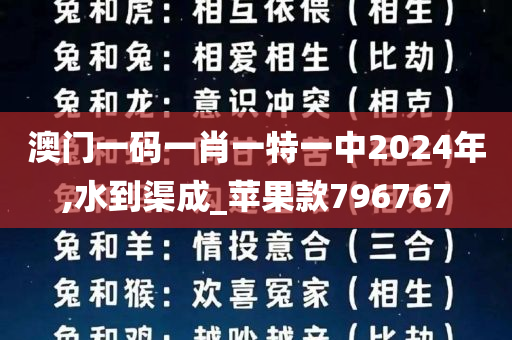 澳门一码一肖一特一中2024年,水到渠成_苹果款796767