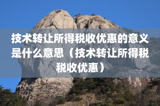 技术转让所得税收优惠的意义是什么意思（技术转让所得税税收优惠）