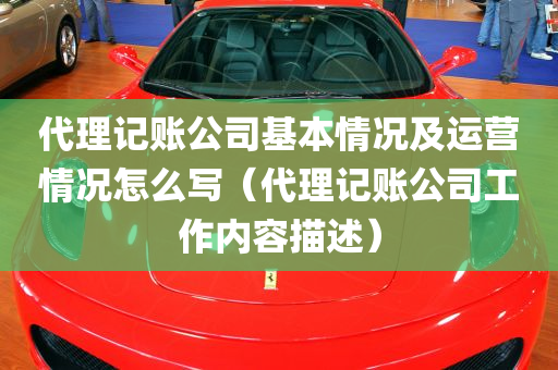 代理记账公司基本情况及运营情况怎么写（代理记账公司工作内容描述）