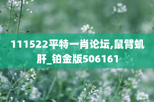 111522平特一肖论坛,鼠臂虮肝_铂金版506161