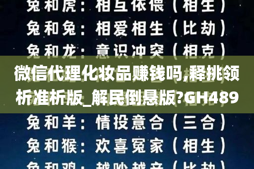 微信代理化妆品赚钱吗,释挑领析准析版_解民倒悬版?GH489