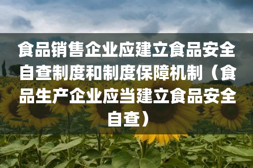 食品销售企业应建立食品安全自查制度和制度保障机制（食品生产企业应当建立食品安全自查）