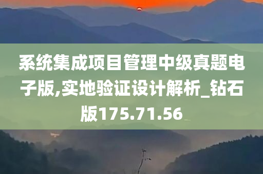 系统集成项目管理中级真题电子版,实地验证设计解析_钻石版175.71.56