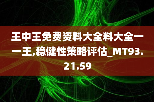 王中王免费资料大全料大全一一王,稳健性策略评估_MT93.21.59