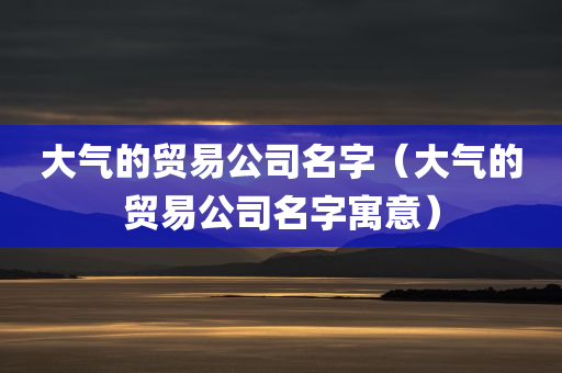 大气的贸易公司名字（大气的贸易公司名字寓意）