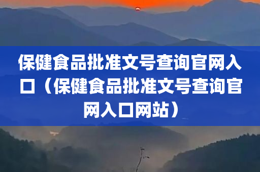 保健食品批准文号查询官网入口（保健食品批准文号查询官网入口网站）