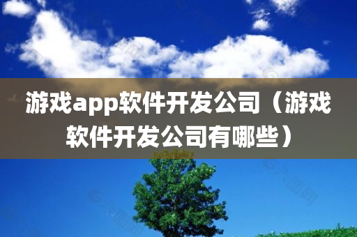 游戏app软件开发公司（游戏软件开发公司有哪些）