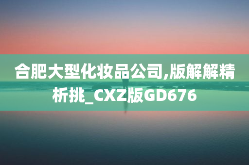 合肥大型化妆品公司,版解解精析挑_CXZ版GD676