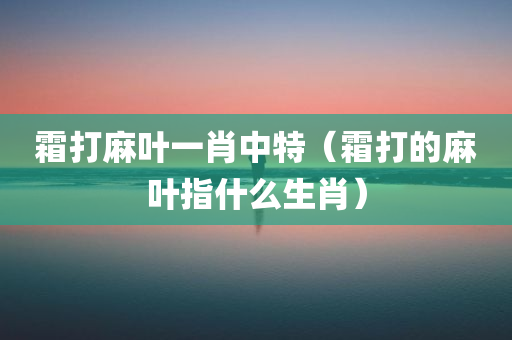 霜打麻叶一肖中特（霜打的麻叶指什么生肖）