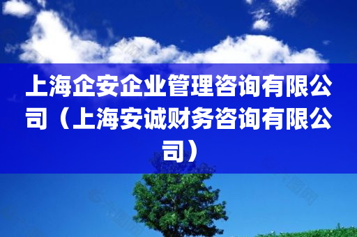 上海企安企业管理咨询有限公司（上海安诚财务咨询有限公司）