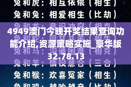 4949澳门今晚开奖结果查询功能介绍,资源策略实施_豪华版32.78.13