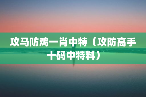 攻马防鸡一肖中特（攻防高手十码中特料）