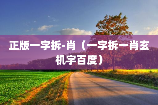 正版一字拆-肖（一字拆一肖玄机字百度）