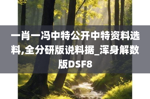 一肖一冯中特公开中特资料选料,全分研版说料据_浑身解数版DSF8