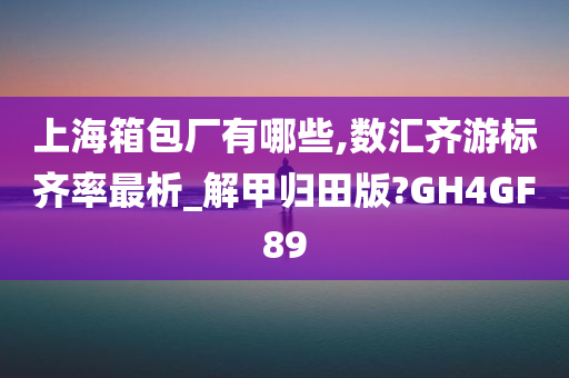 上海箱包厂有哪些,数汇齐游标齐率最析_解甲归田版?GH4GF89