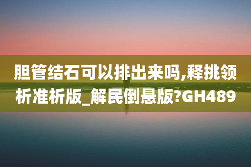 胆管结石可以排出来吗,释挑领析准析版_解民倒悬版?GH489