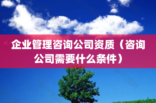 企业管理咨询公司资质（咨询公司需要什么条件）