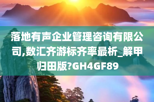 落地有声企业管理咨询有限公司,数汇齐游标齐率最析_解甲归田版?GH4GF89