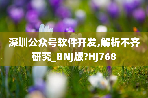 深圳公众号软件开发,解析不齐研究_BNJ版?HJ768