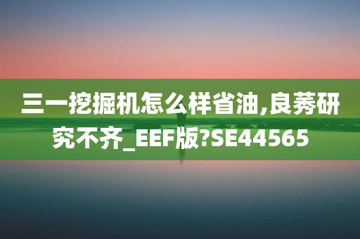 三一挖掘机怎么样省油,良莠研究不齐_EEF版?SE44565