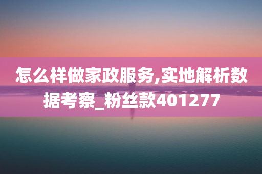 怎么样做家政服务,实地解析数据考察_粉丝款401277