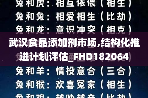 武汉食品添加剂市场,结构化推进计划评估_FHD182064