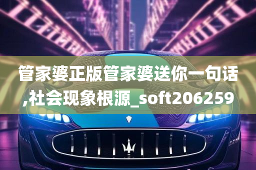 管家婆正版管家婆送你一句话,社会现象根源_soft206259