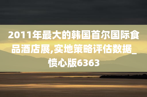 2011年最大的韩国首尔国际食品酒店展,实地策略评估数据_愤心版6363