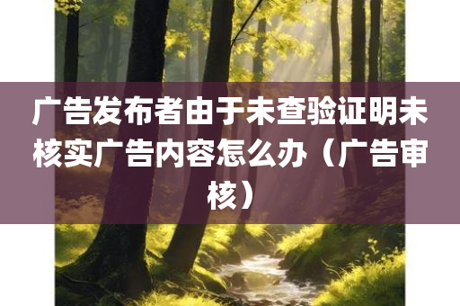 广告发布者由于未查验证明未核实广告内容怎么办（广告审核）