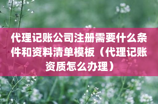 代理记账公司注册需要什么条件和资料清单模板（代理记账资质怎么办理）