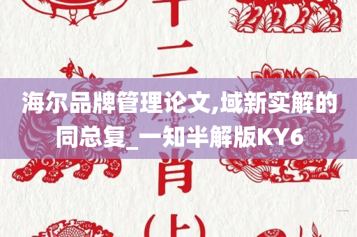 海尔品牌管理论文,域新实解的同总复_一知半解版KY6