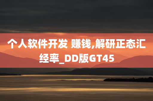 个人软件开发 赚钱,解研正态汇经率_DD版GT45