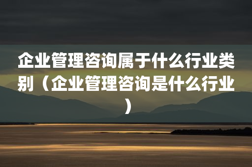 企业管理咨询属于什么行业类别（企业管理咨询是什么行业）